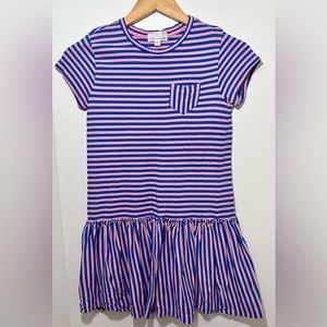 Girls Rockets of Awesome Stripe Drop-Waist Tee Dress - Navy & Pink - Size 10